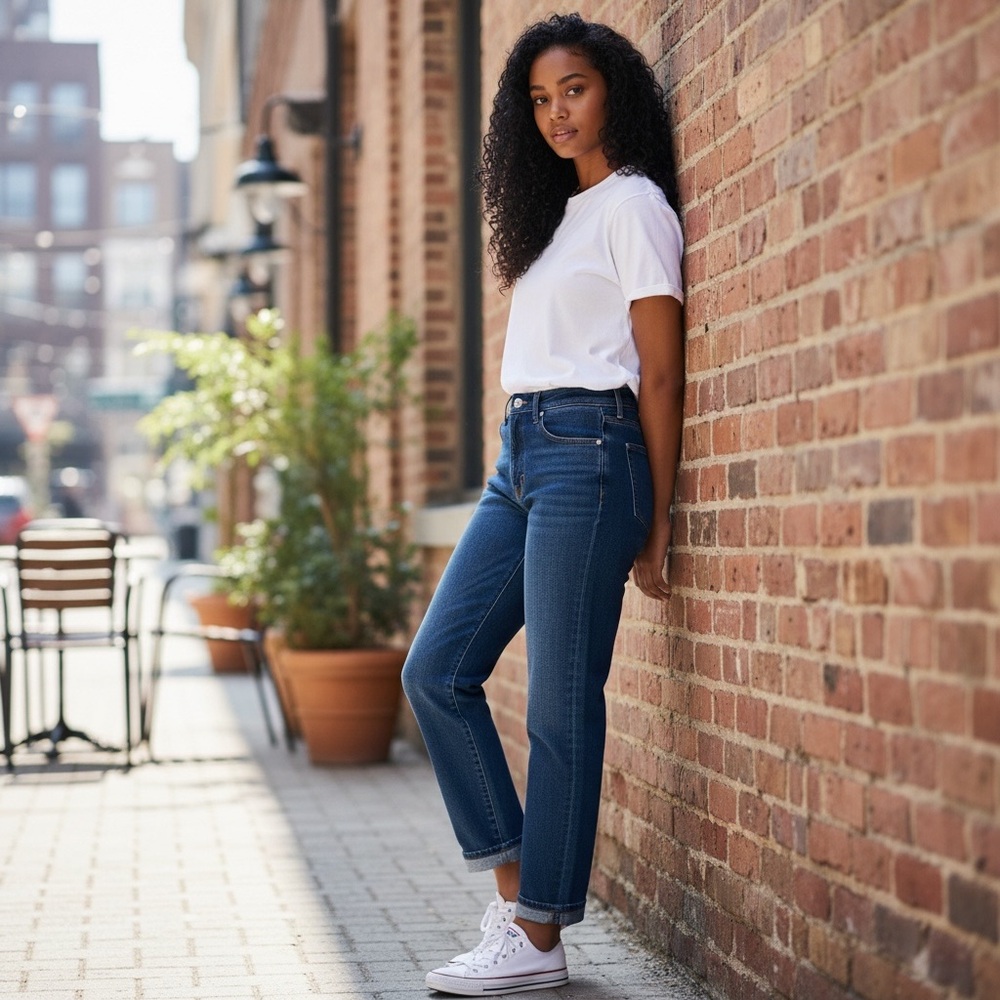 Classic High-Rise Straight Women’s Jeans - Dark Blue